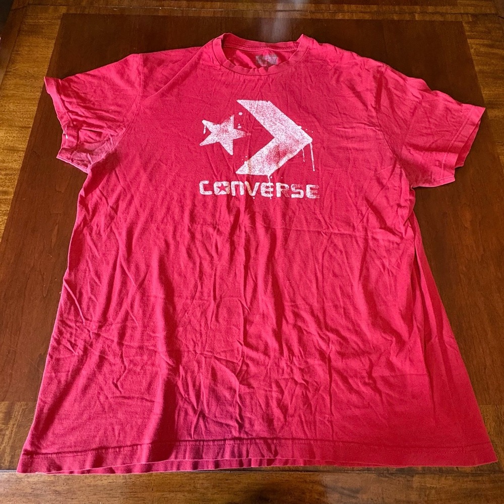 Converse All Star Distressed Logo Graphic T Shirt Red White Men's 2XL